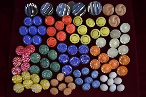 92 pcs LOT OLD CZECH RARE VINTAGE GLASS BUTTONS 1930´s ART-DECO - Picture 1 of 2