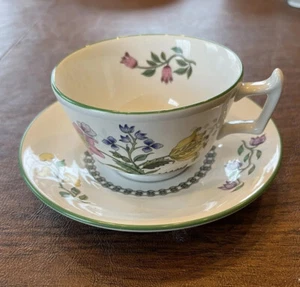 Spode Summer Palace Coffee Tea Cup and Saucer England Floral Fine Stone - Picture 1 of 15