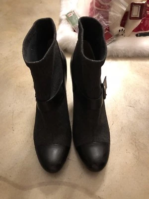 NUEVO Max Studio Botines Rally Cuero Negro Lona Puntera Para Mujer Talla 6.5 Foto 1 de 4