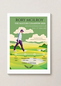 Rory McIlroy 2025 Masters and Grand Slam Champion Golf Memorabilia A4 Poster - Picture 1 of 5