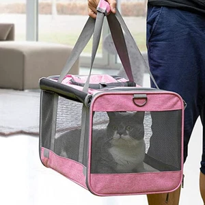 Large Pet Carrier Bag Puppy Carrier Cat Travel Dog Cage Rabbit Travel Folding - Picture 1 of 15