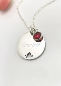 Collar Reina Bailarina Princesa Personalizado NOMBRE Piedra de Nacimiento Crostmas de Cumpleaños - Imagen 1 de 5