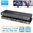 8K@30Hz Voice-activated DP KVM Switch with Audio USB 3.0 Ports for 2 Computers