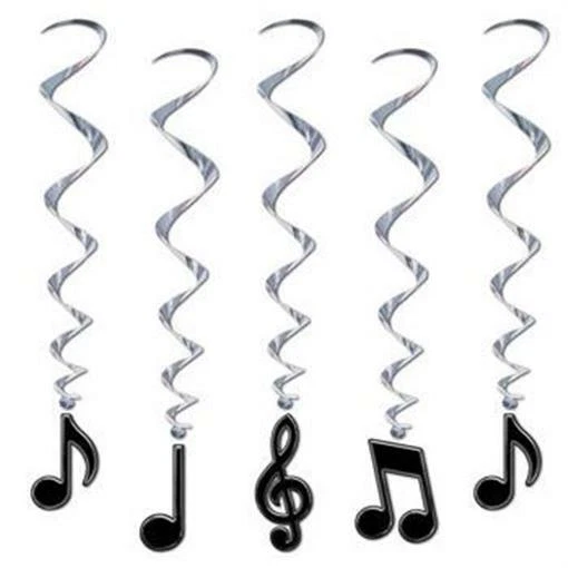 Musical Notes Hanging Whirls 5 Pack 36" Foils Hanging Music Decorations Supplies - Image 1 of 1