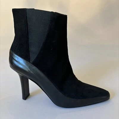 Botas de mujer vintage Donna Karan negras gamuza/cuero 8,5 M Foto 1 de 4