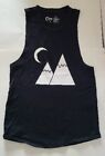 Zyia Active Mountain Moon Tank Top Black With White Graphics Womens Size Medium