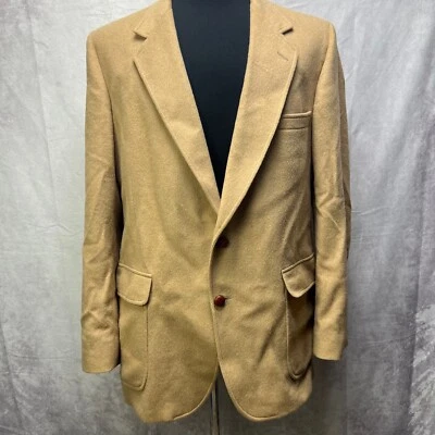 Vintage Klein Sport Coat Blazer Jacket Mens 46 48 Camel Hair Wool Tan 2 Button - Image 1 of 4