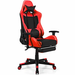Massage Gaming Chair Reclining Racing Office Chair with Lumbar Support Red - Picture 1 of 6