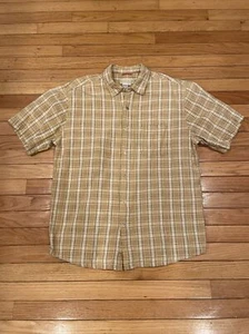 The Territory Ahead Shirt Mens L Tan Plaid Check Cotton Button Up - Picture 1 of 5
