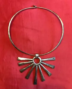 Large James Avery hammered sterling silver Sunburst pendant and choker mcm - Picture 1 of 10