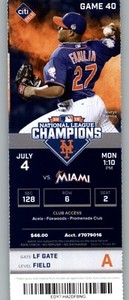 Miami Marlins vs New York Mets 7/4/2016 Full Ticket -   Curtis Granderson HR