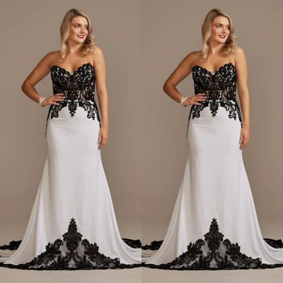 Weißes & schwarzes Ballkleid Gothic Ärmellos Vintage Meerjungfrau Dropped Waist - Bild 1 von 4