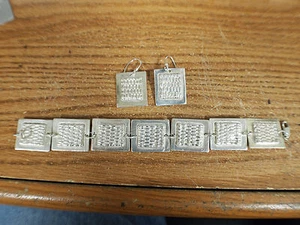 HOWISON STERLING SILVER 2PC EARRINGS & BRACELET SET 55.2Gr - Picture 1 of 5