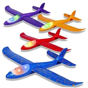 4 Pack LED Light Airplane Toys-17.5" Large Throwing Foam Plane-2 Colourful - Picture 1 of 8