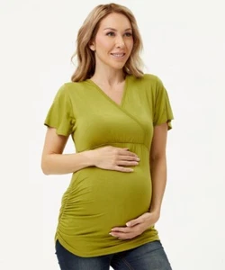 Times Two Short Sleeved Wrap Front Maternity Top Size S - Picture 1 of 1