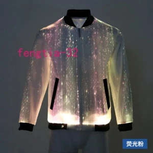 Herren Glasfaser Mantel LED leuchtend leuchtend bunt leuchtend Jacke Party Club - Bild 1 von 14