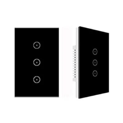 Jinvoo WiFi Smart Touch Panel Wall Switch 2 Pack Black 3 Gang - Image 1 of 4