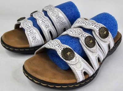 Женские повседневные сандалии-шлепанцы Clarks Leisa Grace размер 6,5 M белая кожа - Изображение 1 из 4