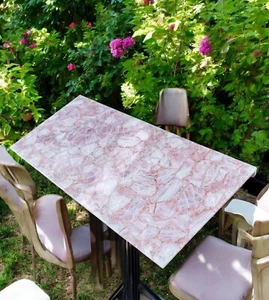 36"x24" Pink Rose Quartz Stone Coffee & Dining Table Crystal Mosaic Arts Decors - Picture 1 of 8