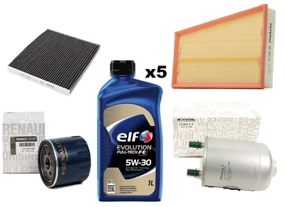 KIT TAGLIANDO ORIGINALE RENAULT MEGANE III SERIE 1.5 DCI 5 LT E OLIO ELF 5W30 FE - Immagine 1 di 4