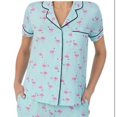 Pijama Kate Spade New York Mujer Salón Top Flamenco Novedad Estampado Talla 2X Azul Foto 1 de 4