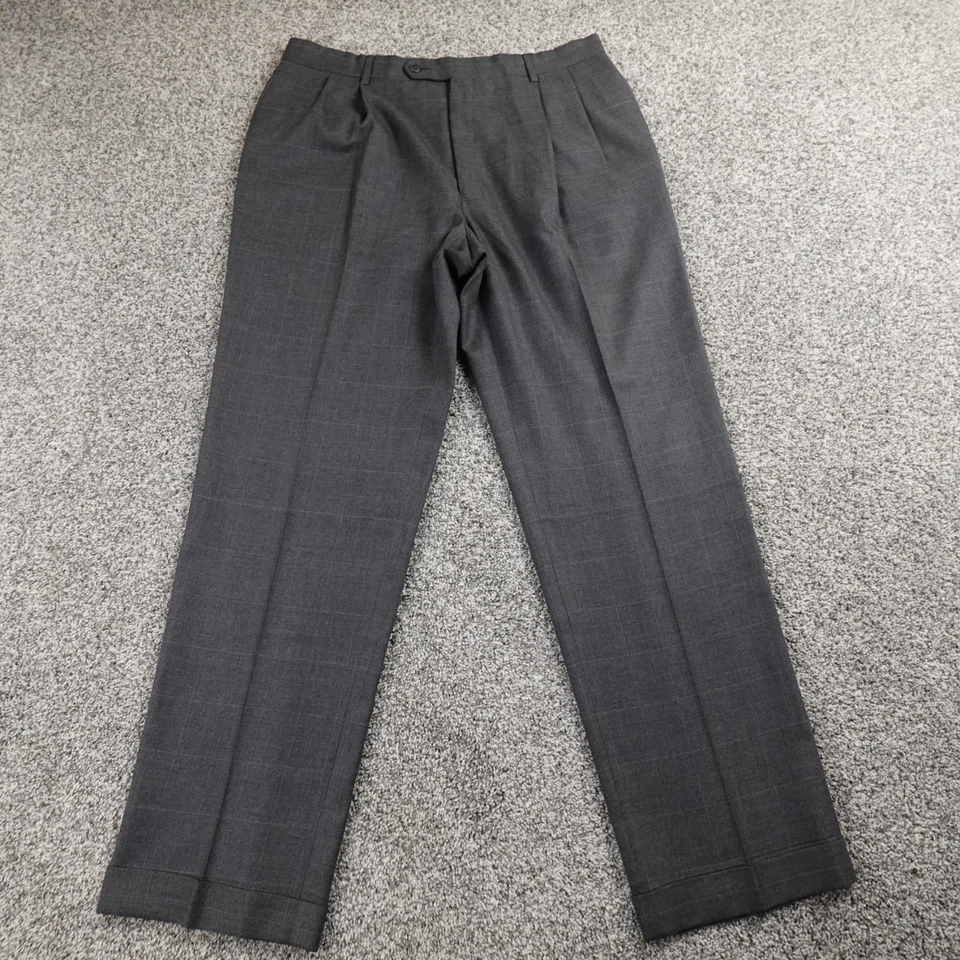 Pantalones Jos A Bank Para Hombres 37X32 Gris Lana Pantalones Vestido Pantalones Plisados Puños Trabajo Foto 1 de 4
