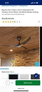 Big Ass Fans Haiku L 52 Outdoor Ceiling Fan WiFi LED Light And Remote Black  - Picture 1 of 3