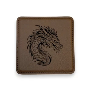 Coaster - Dragon - SET OF 2 - Leather or Stitched Cork - Picture 1 of 7