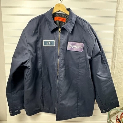 Cintas Jacket Mens Large Navy Blue Cotton Jiffy Lube Workwear Quilted Lined - Image 1 of 4
