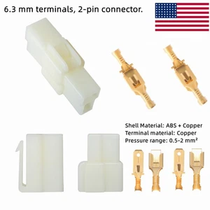 2 Sets Male Female Plug 2-Pin Housing Wire Connectors 6.3mm Spade Terminals - Picture 1 of 7