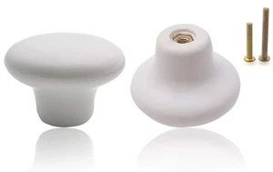 8 Pack White Ceramic Cabinet Knobs Round Shape Drawer Knob Kitchen Cupboard P... - Picture 1 of 5