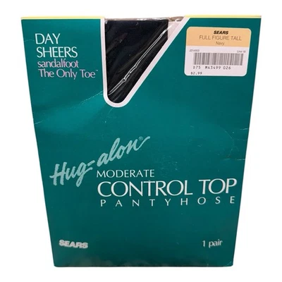 De colección Sears Hug-Alon Day Sheers Control Top Pantimedias Figura Completa Alto Azul Marino Foto 1 de 2