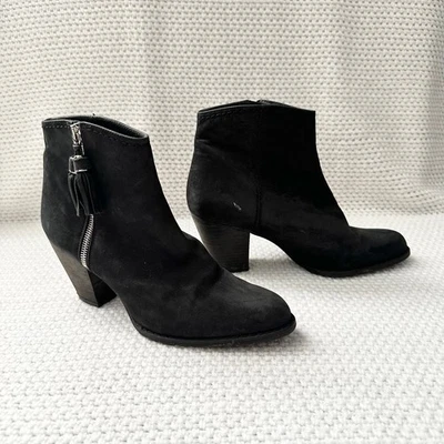 Stuart Weitzman Negro Nubuck Tacón Rampante Western Cremallera Botines 8.5 Foto 1 de 4