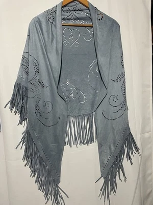 Capa chal de gamuza sintética occidental boho azul Lt Curations Caravan para mujer Foto 1 de 4