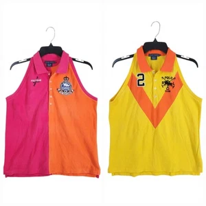 Ralph Lauren Top Sleeveless Shirt Women XL Multicolor Embroidered Crest Lot Of 2 - Picture 1 of 14