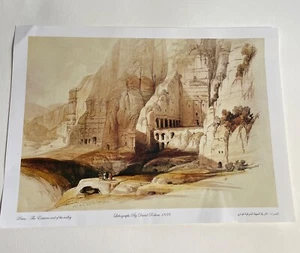 Petra The Eastern End Valley Print of Lithograph by David Roberts 1939 Carved - Picture 1 of 2