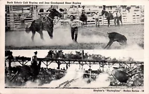 POSTKARTE STYKER'S RODEO BUCK ECHOLS CALF ROPING - JEFF GOODSPEED STEER ROPING - Bild 1 von 2