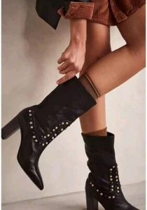 NEW!! Free People Studded Dakota Heel Boots size 37.5 7 - Picture 1 of 11