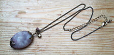 Pretty Purple Pendant Necklace/Natural Stone? Agate/Art Glass?Amethyst Effect
