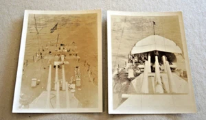 2 PHOTOS USS IDAHO VISIT 1925 SHOWING GUNS PLANES #14 - Picture 1 of 2