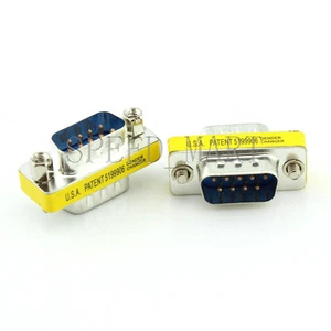 2pcs 9 Pins RS232 DB9 Male to Male Serial Cable Gender Changer Coupler Adapter - Picture 1 of 3