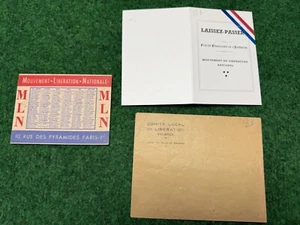 CARTE LAISSER PASSER DES F F I VIERGE +ENVELOPPE ET CALENDRIER W W2 N° 121 - Picture 1 of 8