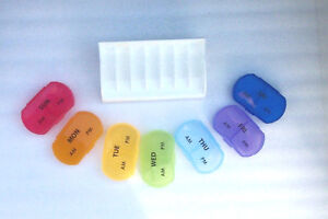 Kingsley, 7 DAY VITAMIN & PILL BOX AM & PM FOR EACH DAY OF THE WEEK Set in Tray