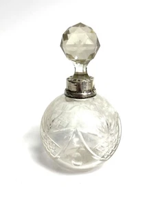 Elégant flacon Anglais en cristal orné d'une bague en argent - 13 cm - Bild 1 von 2