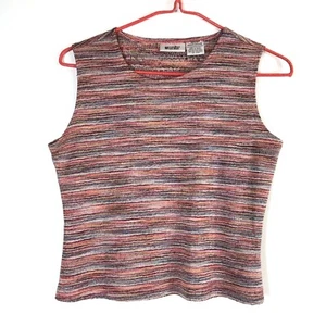 Women's Units Multicolor Stripe Round Neck Knit Sleeveless Blouse Size Medium - Picture 1 of 7