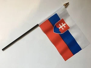 SLOVAKIA EUROPE PACK OF 12 SMALL HAND FLAGS flag 6"x4" with 10" pole - Picture 1 of 1