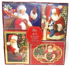 40 Traditional Festive Holiday Cards with Matching SelfSealing Envelopes Santa - Picture 1 of 2