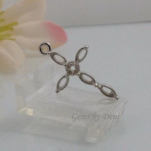 Sterling Silver Marquise and Round Dangle Cross - Picture 1 of 5