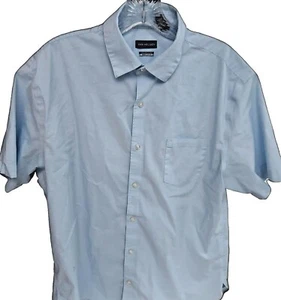 Van Heusen Never Tuck Men's Large Short Sleeve Blue Button Front Shirt - Picture 1 of 8