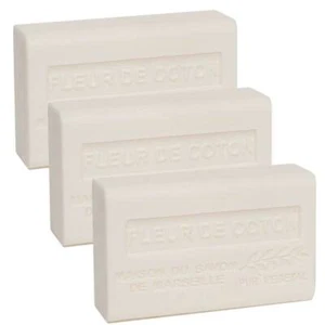 3 x 125g Bars - Cotton Flower Scented French Soap with Organic Shea Butter - Picture 1 of 3